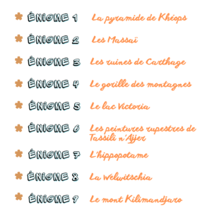 Pack Afrique “1 jour, 1 découverte” – 30 Énigmes type GOTD (410 pages) – CE2 CM1 CM2