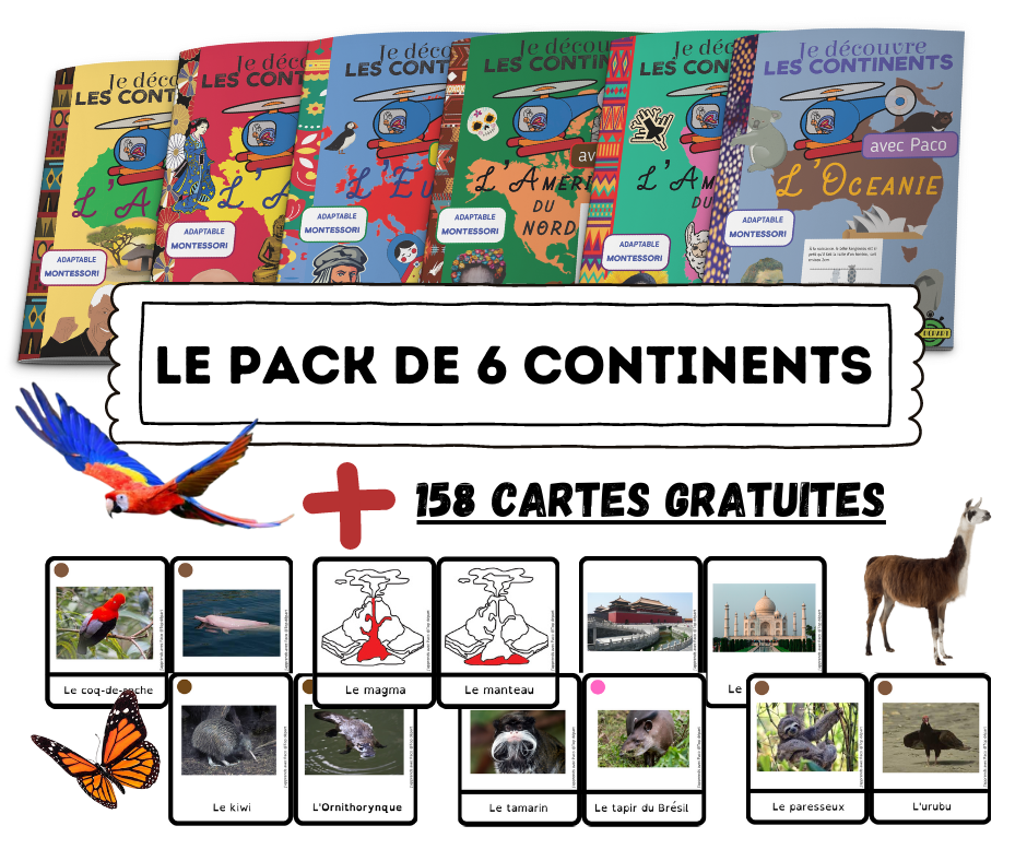 Les 6 Continents - Pack fiches pédagogiques