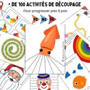 ✂️ Cahier de découpage maternelle PS MS GS – +100 pages, 60 activités progressives à imprimer