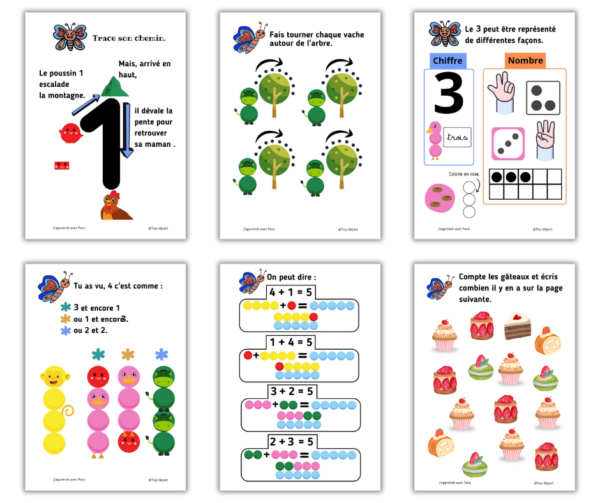 Lot de fiches pour apprendre les chiffres en maternelle