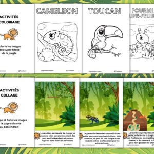 Activités Animaux de la Jungle à Imprimer Gratuitement – Maternelle & CP 🦎🦜🐜