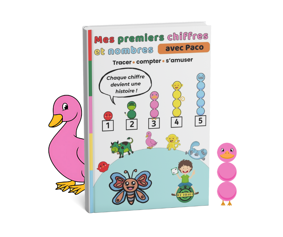 couverture d'une méthode pour apprendre les chiffres avec des animaux rigolos autour