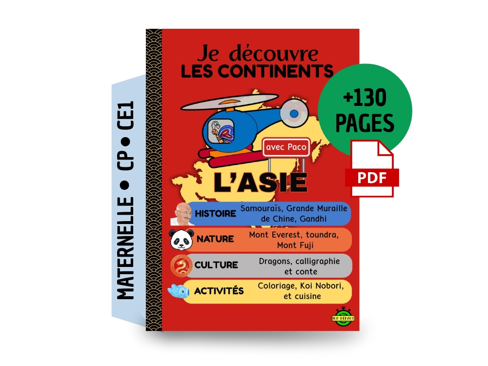 Couverture du fichier PDF Je découvre l'Asie avec Paco pour Maternelle, CP et CE1.