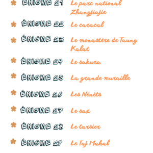 Pack Asie “1 jour, 1 découverte” – 30 Énigmes type GOTD (461 pages) – CE2 CM1 CM2