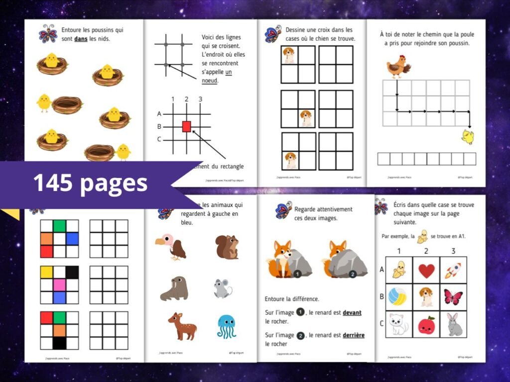 Repérage Spatial & Topologie Maternelle (MS/GS/CP) – 145 fiches