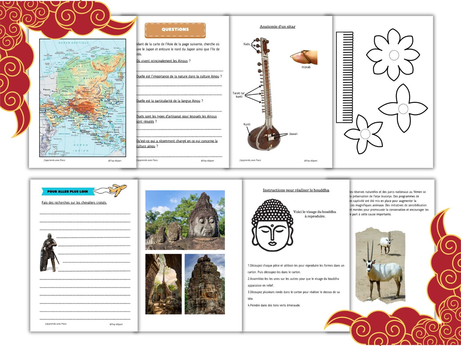 Fiches d'activités sur l'Asie adaptées à la pédagogie Montessori et l'école à la maison.