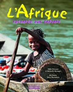 Illustration d'une enfant ramant dans une pirogue pour le livre L'Afrique racontée aux enfants.