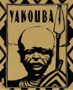 Couverture du livre Yakouba montrant le portrait d'un jeune garçon africain et une lance.