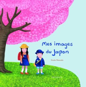 Livre Mes images du Japon illustrant deux enfants sous un cerisier