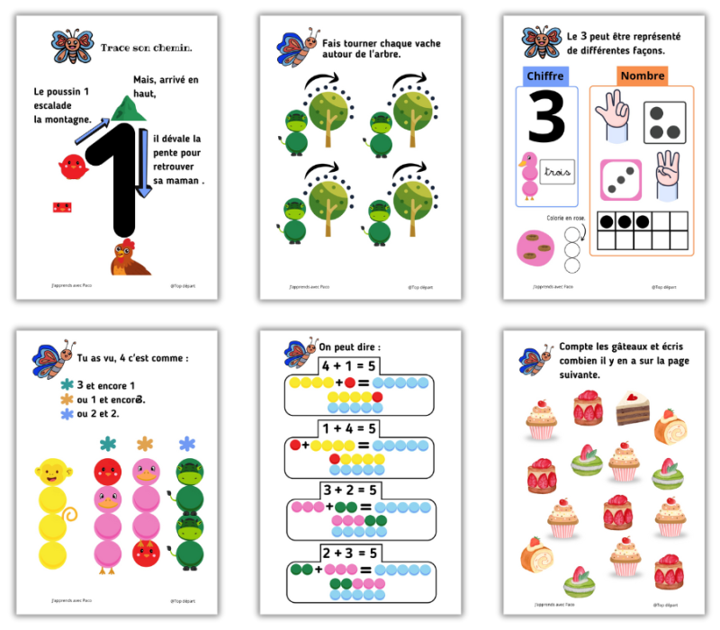 Lot de fiches pour apprendre les chiffres en maternelle
